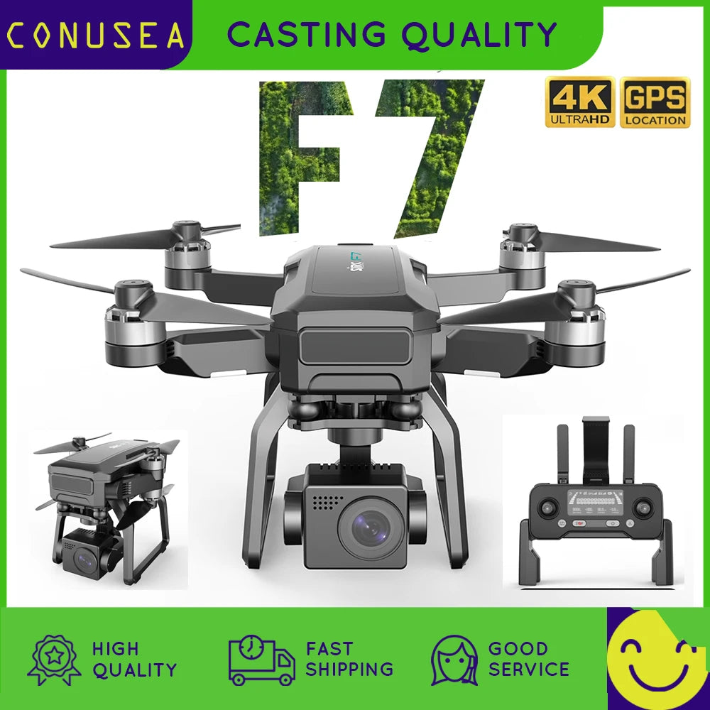 2021 New F7 4K Pro Gps Drone 4K Profesional Quadcopter with Camera Hd 3 Axis Gimbal Aerial Photography Brushless 3Km 30Min Dron