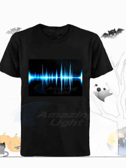 Sound Activated LED T-shirt with 2pcs AA Battery Inverter Free Shipping