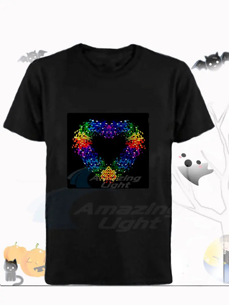 Sound Activated LED T-shirt with 2pcs AA Battery Inverter Free Shipping