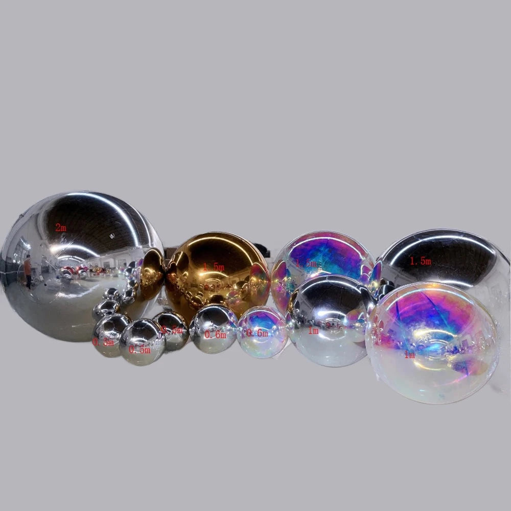 Deluxe silver Inflatable Mirror Balls Hanging Disco Mirror Sphere Air-sealed Reflective Balloon for Nightclub Stage Party Decor