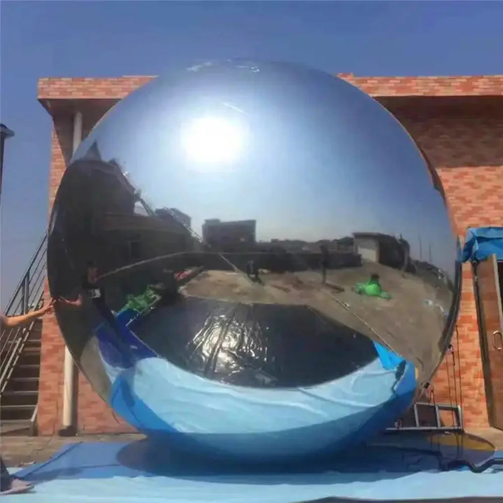 Deluxe silver Inflatable Mirror Balls Hanging Disco Mirror Sphere Air-sealed Reflective Balloon for Nightclub Stage Party Decor
