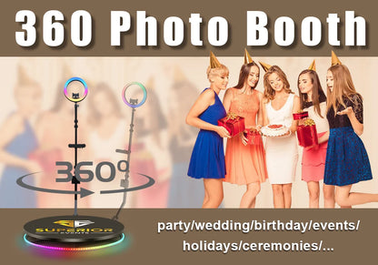 Spin Camera 360 Photo Booth Automatic Slow Motion Rotating Selfie PhotoBooth Video 360 Degrees Set 115cm Machine Party Wedding