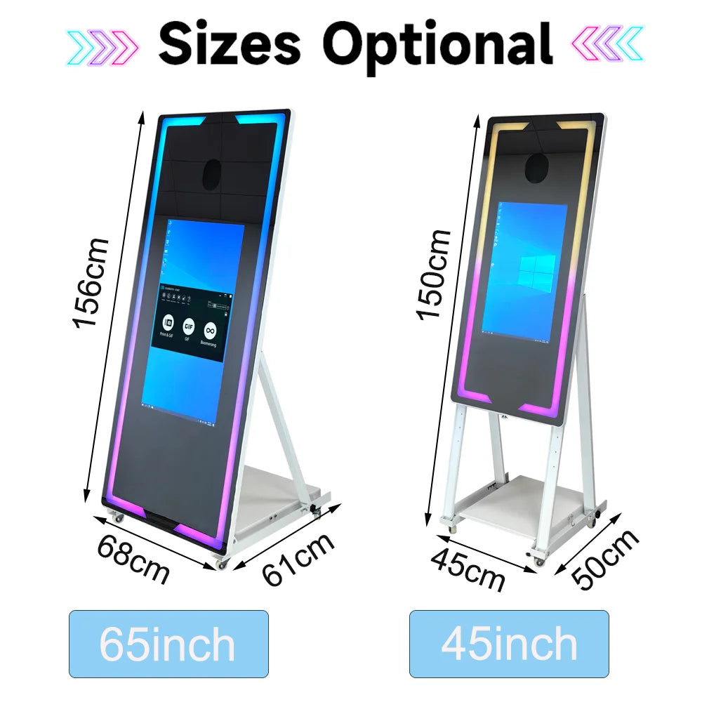 Magic Mirror Touch Screen Selfie Photo Booth Machine  40 Inch 65 Inch  For Wedding Party Activity with Camera Printer