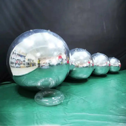 Deluxe silver Inflatable Mirror Balls Hanging Disco Mirror Sphere Air-sealed Reflective Balloon for Nightclub Stage Party Decor